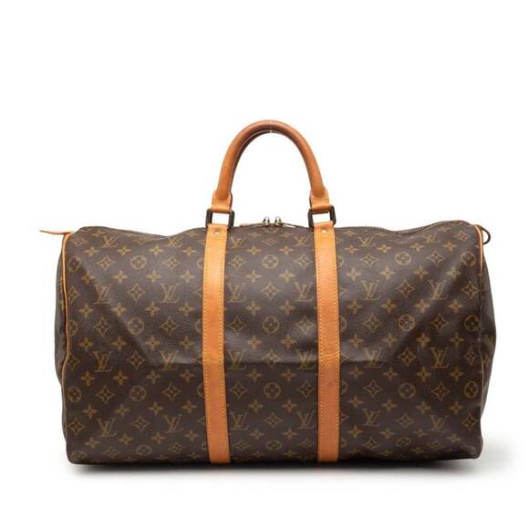 LOUIS VUITTON Brown Monogram Leather Keepall 50 Boston Bag